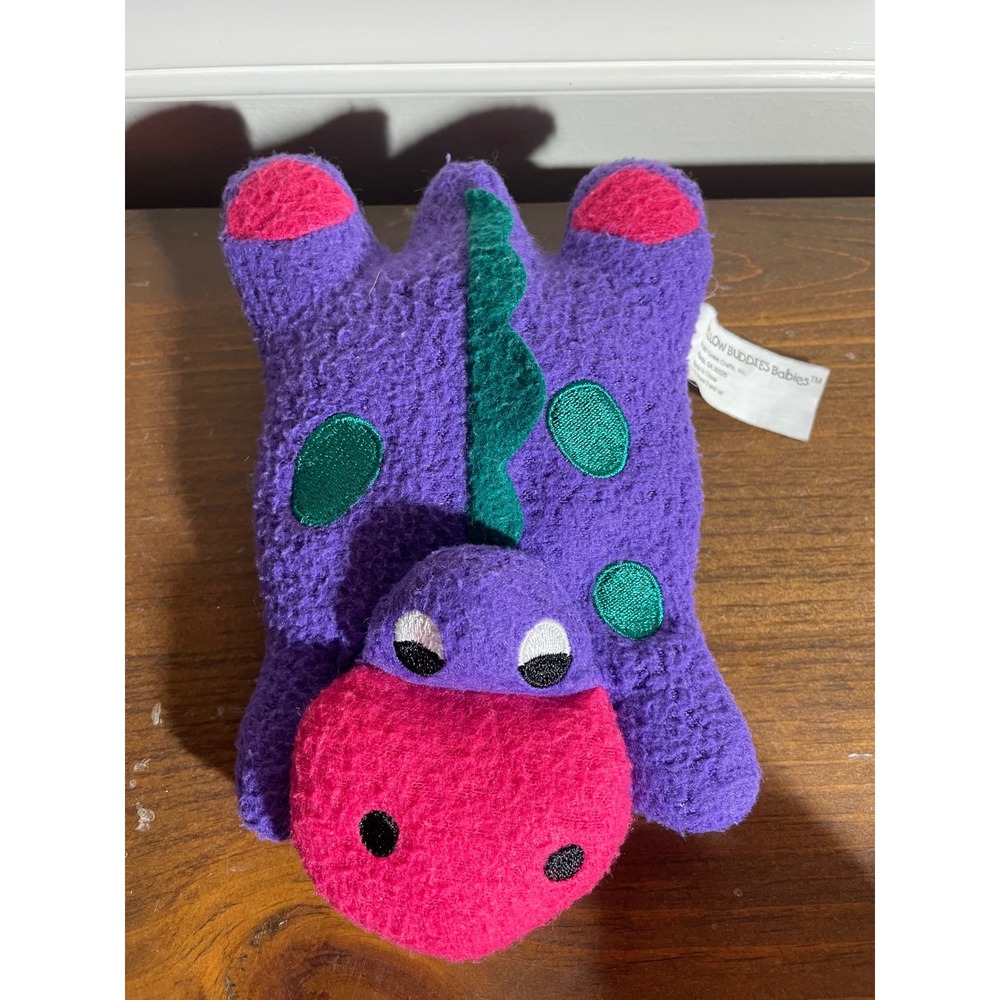Vintage 1997 Pillow Buddies Babies Purple Dinosaur Plush Crown Crafts 6.5"